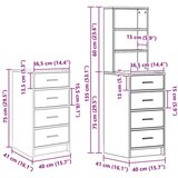 vidaXL Set od 3 Artezan hrast Inženjersko drvo, ogledalo Visoka komoda | shoptok.hr