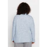 Trendyol Curve Baby Blue Ribbed Buttoned Knit Sweater | Shoptok.si