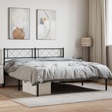 vidaXL Kovinski posteljni okvir z vzglavjem črn 135x190 cm Cene
