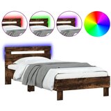 Maison Chic Posteljni okvir - Enojna postelja - Postelja za odrasle z vzglavjem in LED dimljeni hrast 75x190 cm-J16134, (21771310) | Shoptok.si