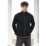Dewberry 80972 Regular Fit Stand Collar Zippered Sweatshirt-BLACK | shoptok.hr