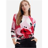 Desigual Red-pink Sweet-Lacr Women's Patterned Sweater - Womens | shoptok.hr