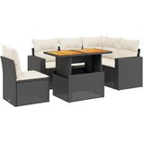  6-dijelni set vrtnih sofa s jastucima crni od poliratana Crna 100 x 55 x 73 cm | shoptok.hr