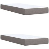  Krevet s oprugama i madracem smeđesivi 200x200 cm od tkanine - Sivo-smeđa 200 x 200 cm gumbi | shoptok.hr