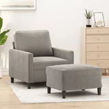 vidaXL Fotelj s stolčkom za noge svetlo siv 60 cm žamet