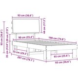 vidaXL krevetni okvir s tapiciranim uzglavljem sivo-smeđa 90 x 190 cm | shoptok.hr