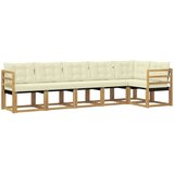 vidaXL Zunanja garnitura za sedenje z blazino 6 pcs Bela in krem, (5000280676) | Shoptok.si