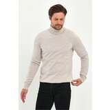 Lafaba Men's Beige Turtleneck Basic Knitwear Sweater Cene