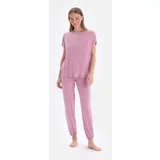 Dagi Lilac Crew Neck Short Sleeve T-Shirt Jogger Bottom Pajamas Set