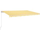 vidaXL Ročno zložljiva tenda z LED lučmi 500x350 cm rumena in bela | Shoptok.si