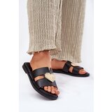 EVENTO Women's Flat Sandals With Gold Decoration Black Karinma | Shoptok.si