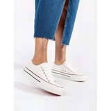 SEASTAR White classic women's lace-up sneakers on a platform | Shoptok.si