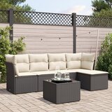  6-dijelni set vrtnih sofa s jastucima crni od poliratana | shoptok.hr