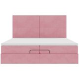  Okvir kreveta s madracima ružičasti 200x200cm baršunasti | shoptok.hr