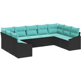 vidaXL Set sofe 9 kom. Crna poliratan - Crna bez stola | shoptok.hr