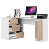 AKORD B20 Kotna Pisalna Miza, Leva Izvedba, Bela/Hrast Sonoma, (5000332999) | Shoptok.si