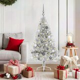 vidaXL Umjetna preddekorirana božićna jelka srebrna 150 cm PET | Shoptok.si