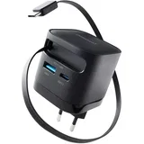 Power Adapt. W65ACIC 65W 2xUSB-C /USB-A ausziehb.Kab. schw