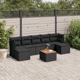 Maison Chic Seti vrtnega pohištva - Vrtna garnitura - Vrtni pohištvo set 8-delna z blazinami črn poli ratan, (21800349) | Shoptok.si