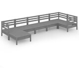 Maison Chic Seti vrtnega pohištva - Vrtna garnitura - Vrtni pohištvo set 7-delna trdna borovina siva, (21804406) | Shoptok.si