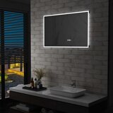 vidaXL kupaonsko LED ogledalo sa senzorom na dodir i satom 100 x 60 cm | shoptok.hr