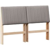 vidaXL Tapecirani uzglavlje Sivo-smeđa 140 cm Čvrsto borovo drvo | shoptok.hr