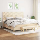 vidaXL box spring postelja z vzmetnico krem 200x200 cm blago, (20761031) | Shoptok.si