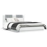 Maison Chic Posteljni okvir - Dvoposteljna postelja - Zakonska postelja z vzglavjem bel 140x200 cm inženirski les-J15647, (21773480) | Shoptok.si
