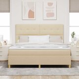  LED Box Spring Krevet s uzglavljem Krema 180 x 200 cm tkanina | Eponuda.com