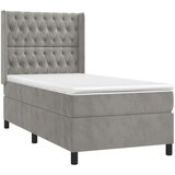 Box spring postelja z vzmetnico svetlo siv 90x190 cm žamet, (20846837) | Shoptok.si