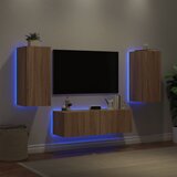  The Living Store Stenske TV omarice z LED lučkami 3 kosi sonoma hrast - Stenska TV Omarica, (21555447) Cene