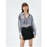 Koton Chiffon Shirt Snakeskin Patterned Long Sleeve with Pockets and Buttons. Cene