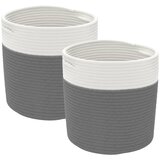  Košare za pohranu 2 kom sivo-bijele Ø 28 x 28 cm pamučne | Eponuda.com
