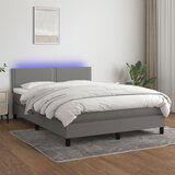 The Living Store Box spring postelja z vzmetnico LED temno siva 140x190 cm blago - Box Spring Postelja, (21517162) | Shoptok.si