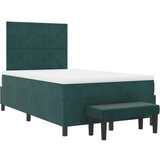 Box Spring Krevet s Madracem i Klupom Tamnozeleni 120x200 cm Baršun | shoptok.hr