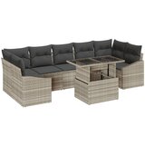 vidaXL 8 delni vrtni sedežni set z blazinami svetlo siva poli ratan | Shoptok.si