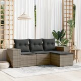 Maison Chic Seti vrtnega pohištva - Vrtna garnitura - Vrtni pohištvo set 4-delna z blazinami siv poli ratan, (21819066) | Shoptok.si