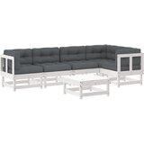 The Living Store Vrtna sedežna garnitura 6-delna z blazinami bela trdna borovina - Vrtna Sedežna Garnitura, (21460305) | Shoptok.si