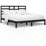 Maison Chic Posteljni okvir - Dvoposteljna postelja - Zakonska postelja črn iz trdnega lesa 200x200 cm-J4933, (21773322) | Shoptok.si