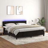 vidaXL Krevet box spring s madracem LED crni 160x200 cm baršun | shoptok.hr