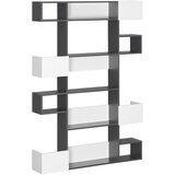 HOMCOM Moderna 5-stopenjska knjižna omara z 8 odprtimi policami in stopničastim dizajnom, v ploščah iz iverne plošče, 120x20x171cm, siva in bela, (20745041) Cene