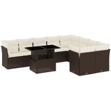  10-dijelni set vrtnih sofa od poliratana s jastucima smeđi | shoptok.hr