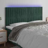 vidaXL LED posteljno vzglavje temno zeleno 200x5x118/128 cm žamet Cene
