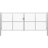 vidaXL Vrtna vrata pocinkano jeklo 415x200 cm srebrna Cene