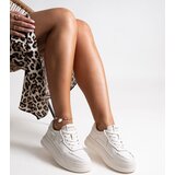 Gemre Beige leather sneakers with thick sole Aria | ePonuda.com