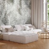  Foto tapeta - Light and shadow - grey and white composition with floral motif and pattern 100x70 | shoptok.hr