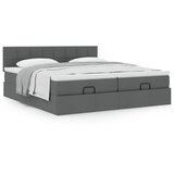 vidaXL Otomanski posteljni okvir z vzmetnicami siv 180x200 cm blago | Shoptok.si