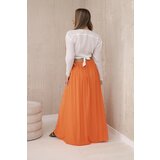 Kesi Włoski Viscose skirt with decorative belt orange | Shoptok.si