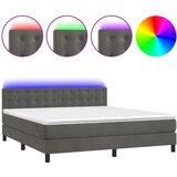  box spring s madracem LED tamnosivi 160x200 cm baršun | shoptok.hr