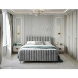 MID.YOU POSTELJA Z VZMETNICO 200 cm x 200 cm , les, tekstil, leseni material siva | Shoptok.si